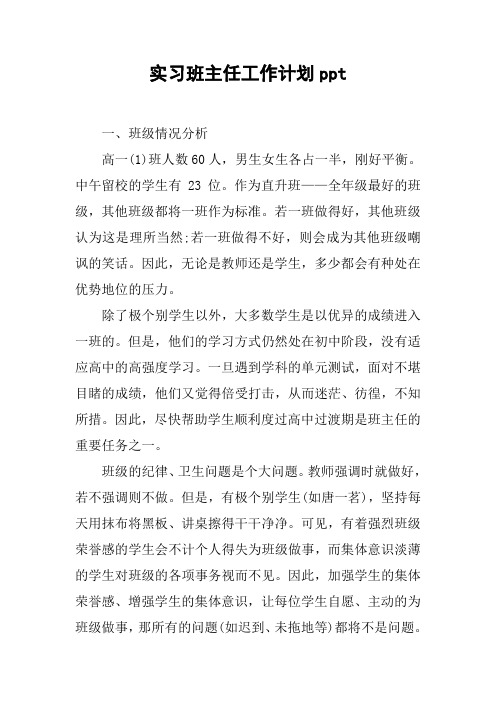 实习班主任工作计划ppt
