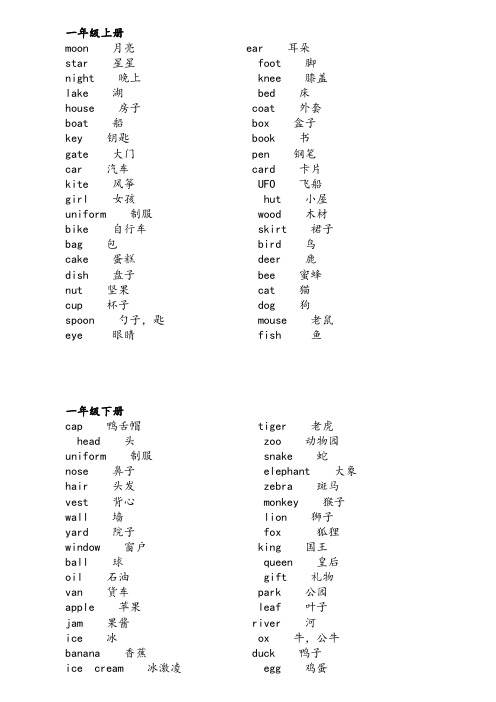小学英语单词北京版