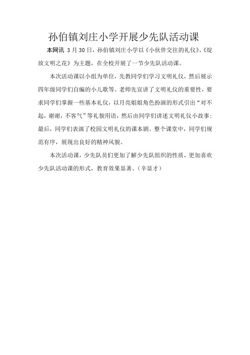 孙伯镇刘庄小学开展少先队活动课