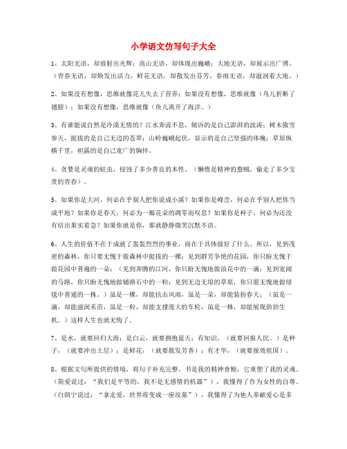 小学语文仿写句式精选练习小学升初中必看句式