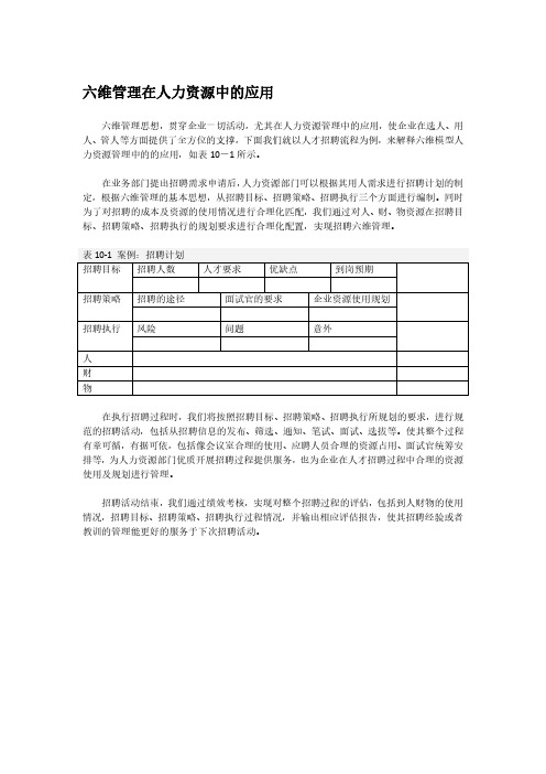 六维管理在人力资源中的应用