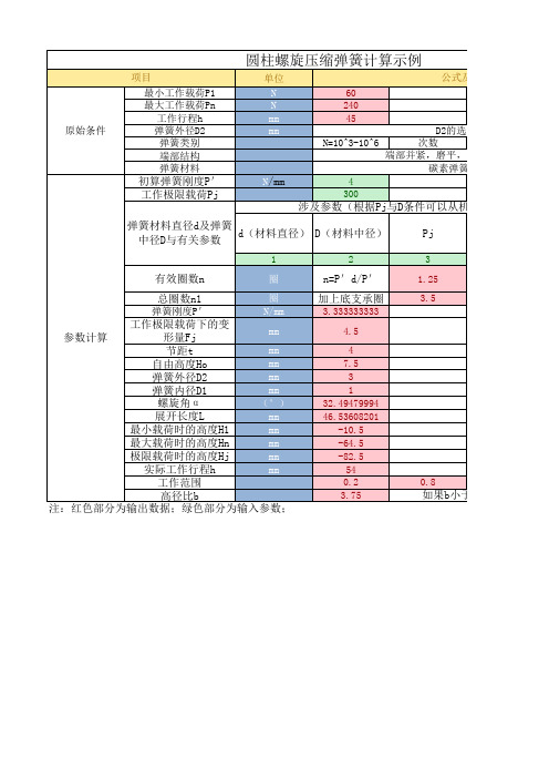 螺旋弹簧数据计算