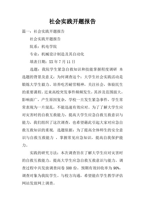 社会实践开题报告doc