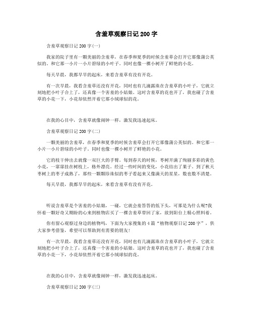 含羞草观察日记200字