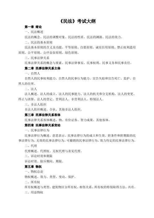 《民法》考试大纲
