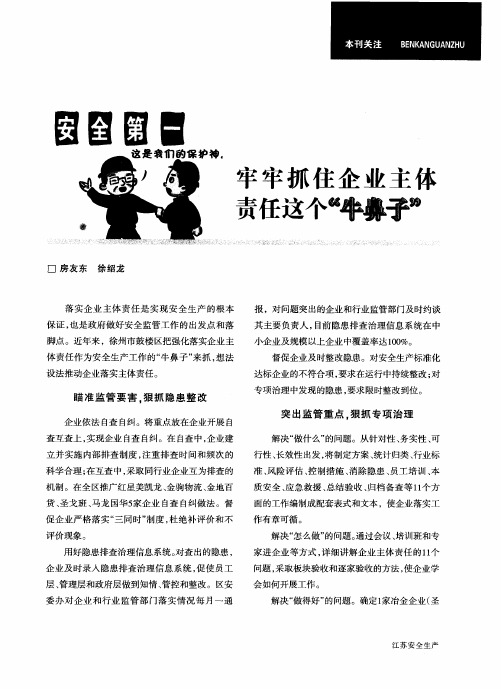 牢牢抓住企业主体责任这个“牛鼻子”