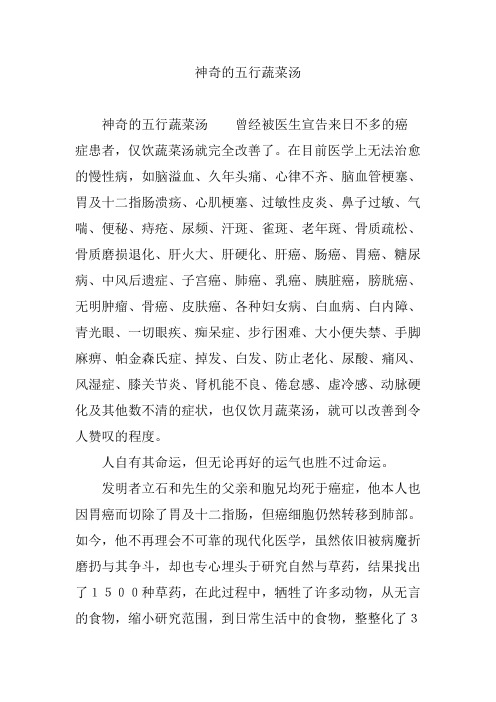 神奇的五行蔬菜汤