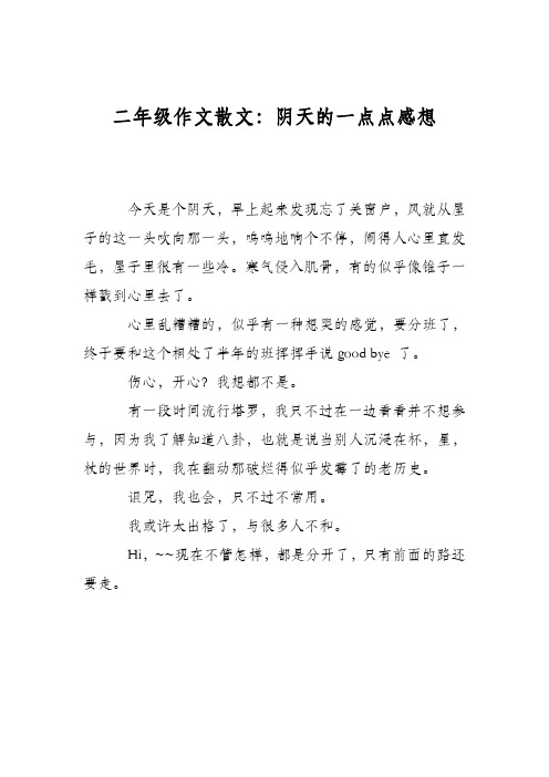二年级作文散文：阴天的一点点感想