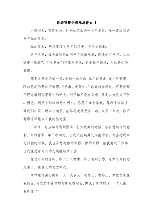 你的背影让我难忘600字