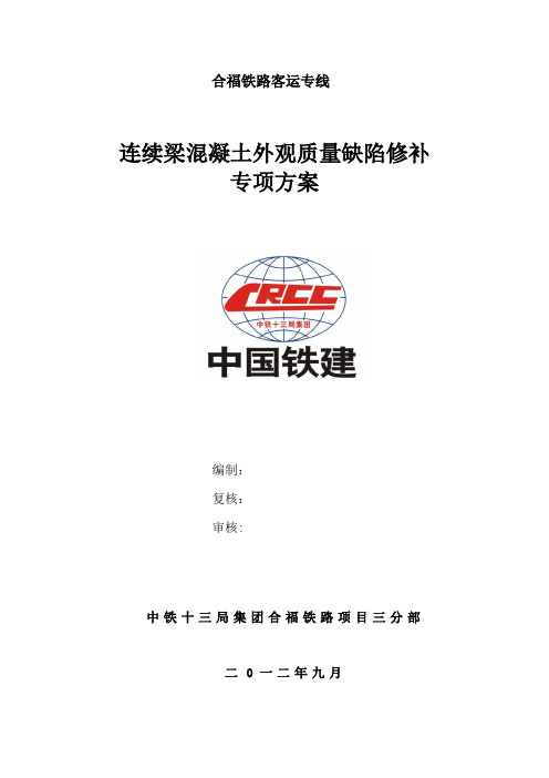 连续梁外观质量修补方案
