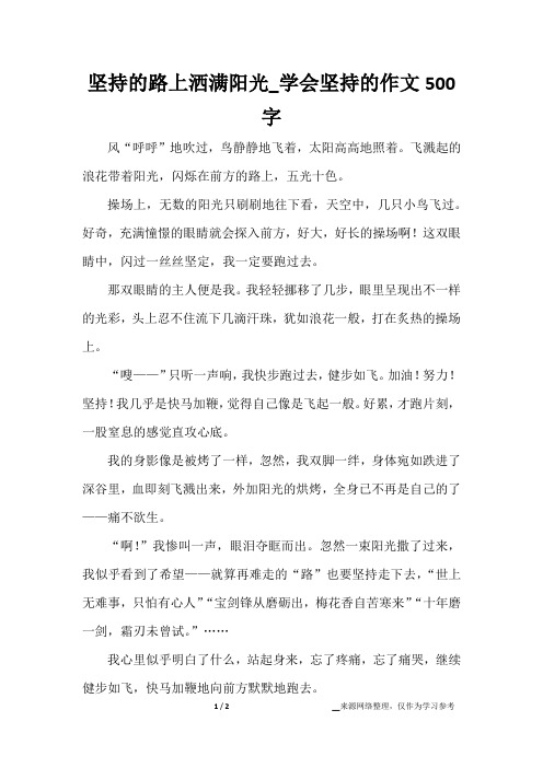 坚持的路上洒满阳光_学会坚持的作文500字