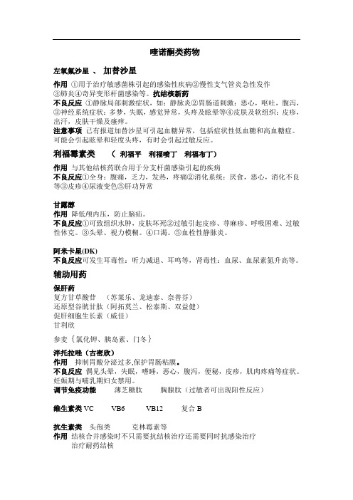 结核药物副作用