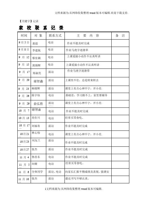 【记录】家校联系登记表