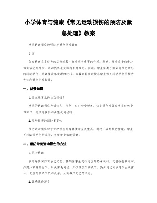 小学体育与健康《常见运动损伤的预防及紧急处理》教案