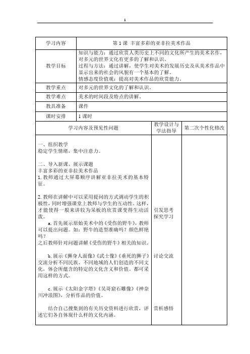 2017年人教版九年级下册美术教案