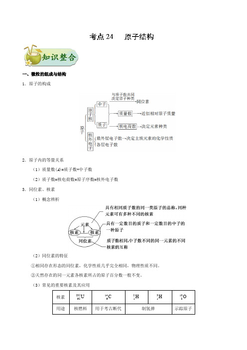 2019高考化学考点24 原子结构Word版含解析