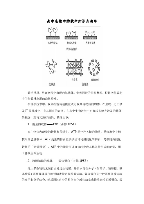 高中生物教材中的载体
