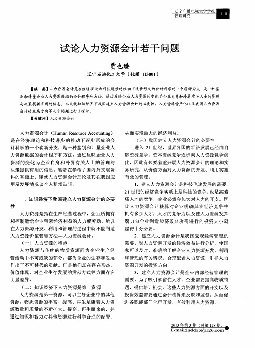 试论人力资源会计若干问题