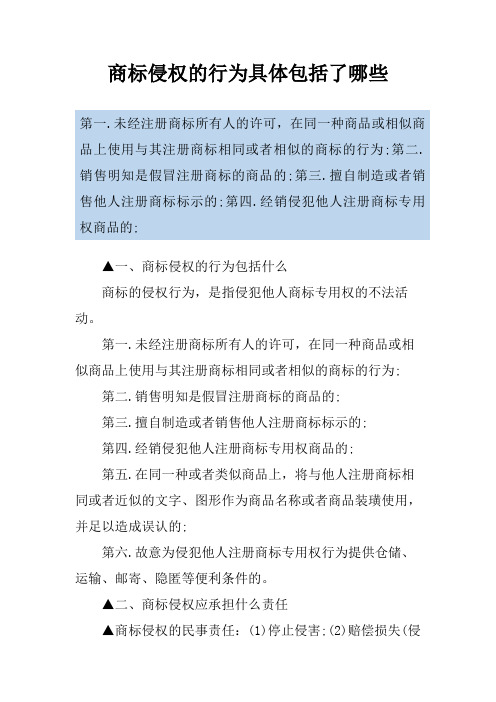 商标侵权的行为具体包括了哪些