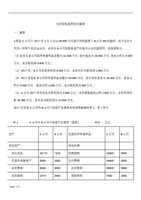 合并财务报表案例分析