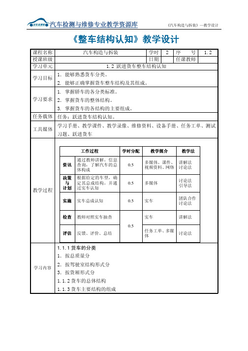 汽车构造与拆装教学设计1.2.