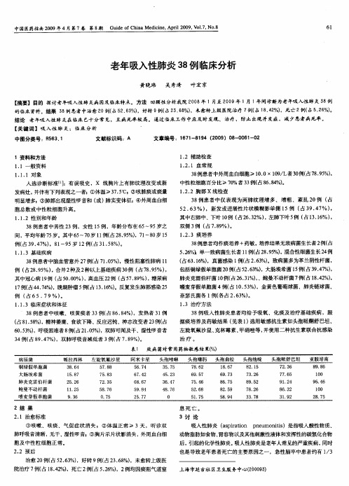 老年吸入性肺炎38例临床分析