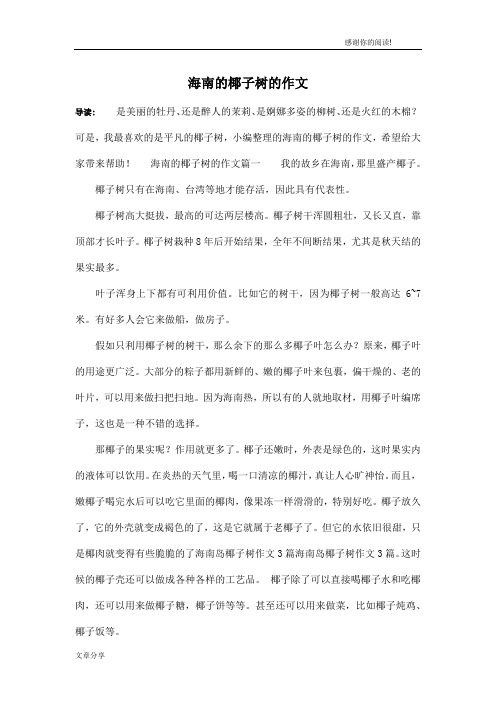 海南的椰子树的作文