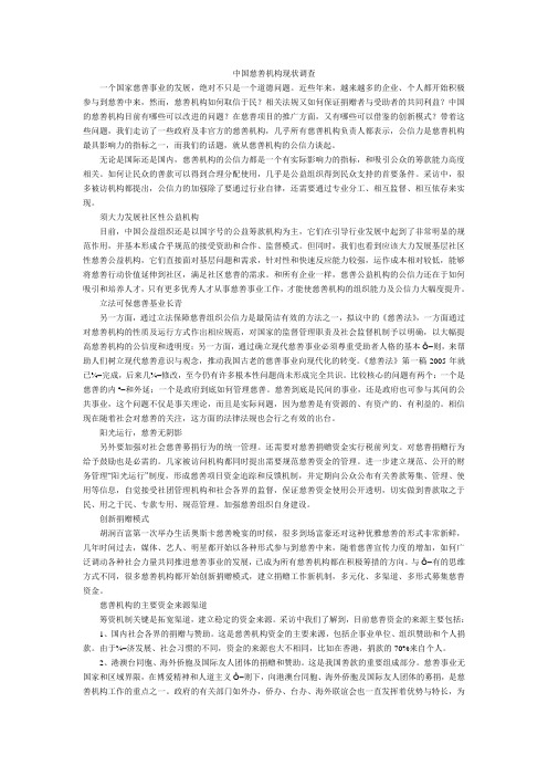 中国慈善机构现状调查