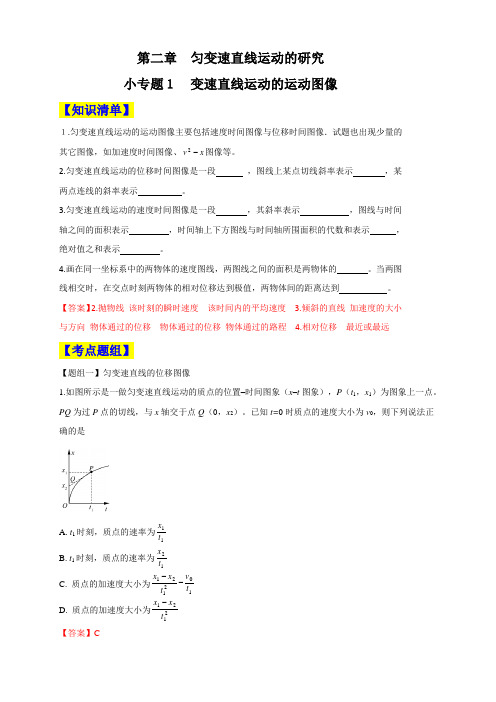 小专题2.1 变速直线运动的运动图像（解析版）