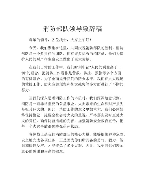 消防部队领导致辞稿