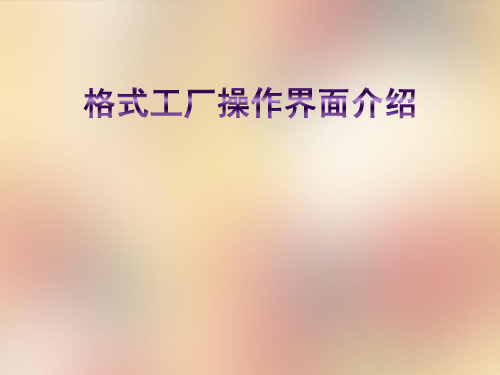 格式工厂操作界面介绍