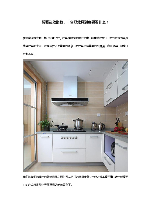 解密能效指数,一台好灶具到底要看什么!