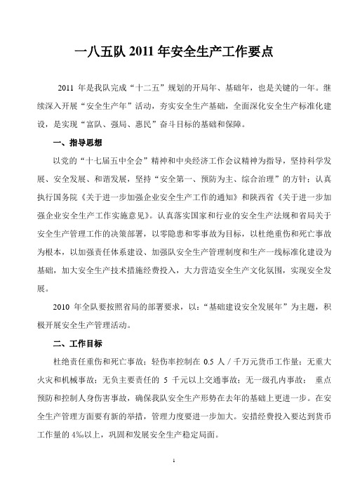 2011年安全生产工作要点