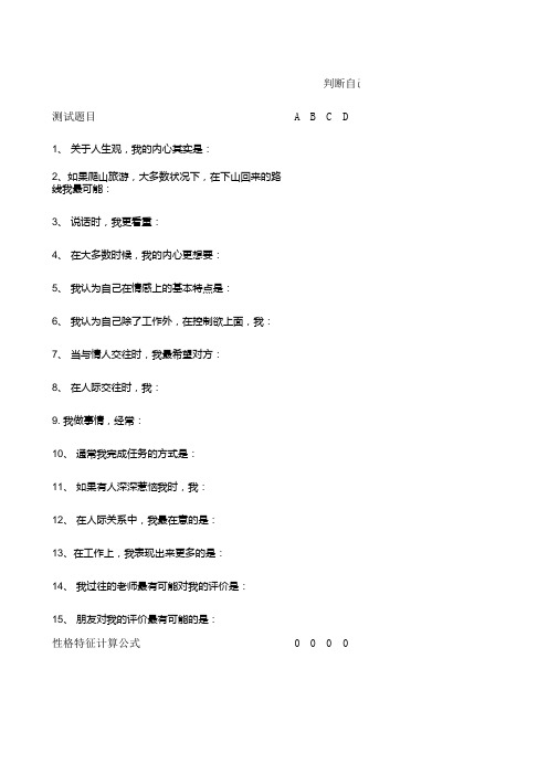 最精辟的30道性格测试题准确看清楚自己