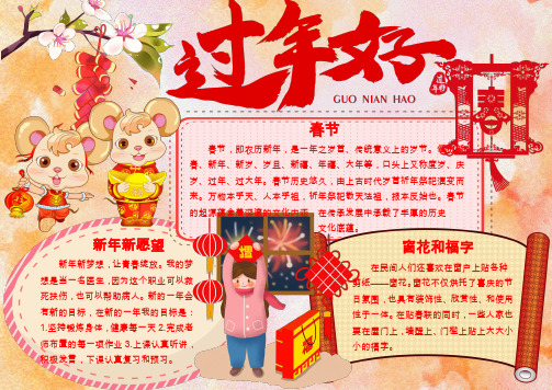 卡通新年春节习俗手抄报WORD模板(图文)