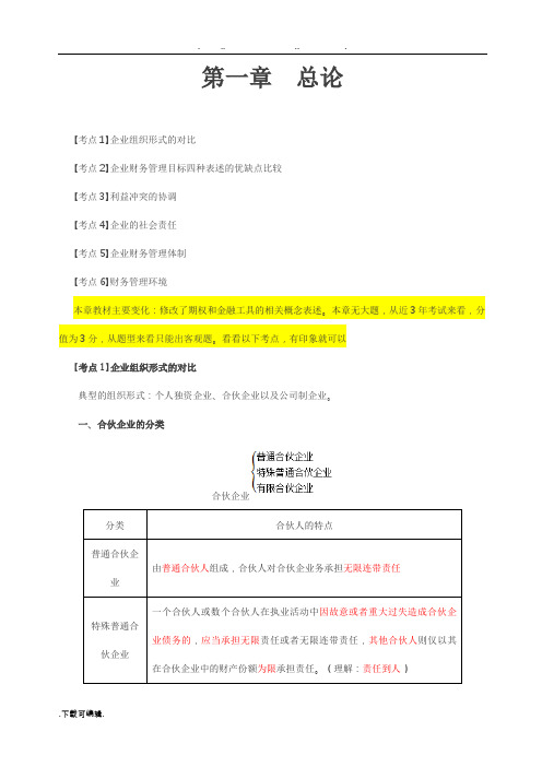 2019年中级考试财务管理总结