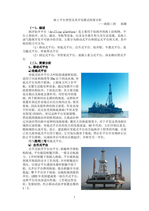 海上平台类型及其开发模式简要分析参考资料
