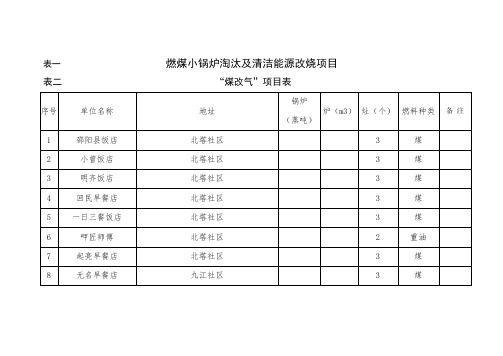 表一燃煤小锅炉淘汰及清洁能源改烧项目