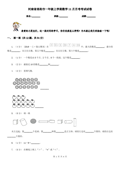 河南省洛阳市一年级上学期数学11月月考考试试卷 