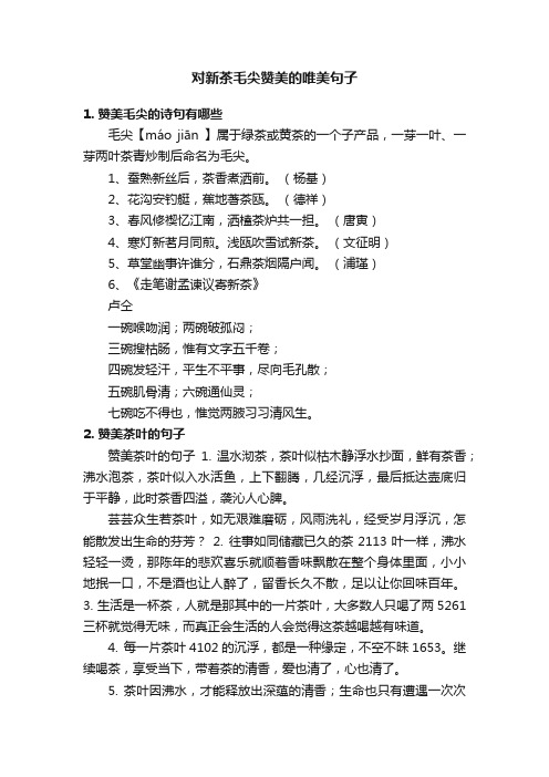 对新茶毛尖赞美的唯美句子