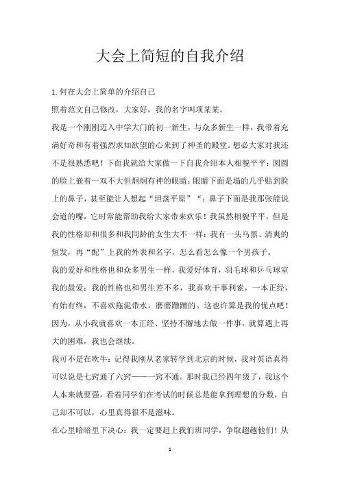 大会上简短的自我介绍