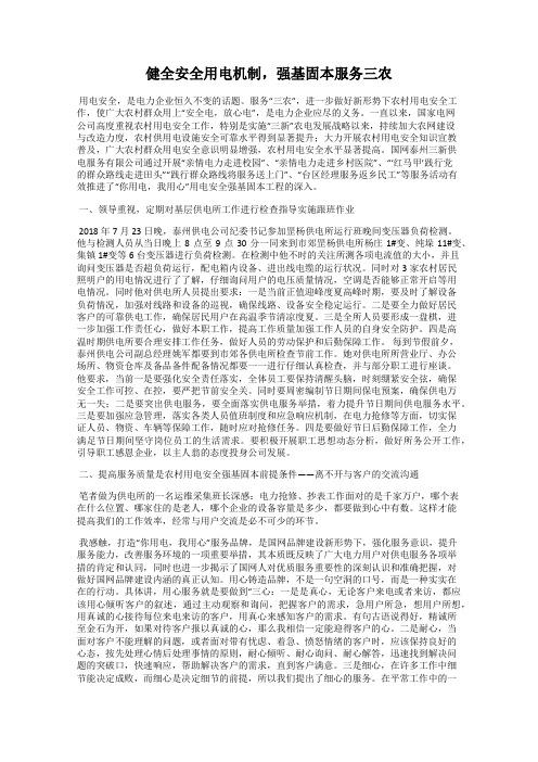 健全安全用电机制,强基固本服务三农