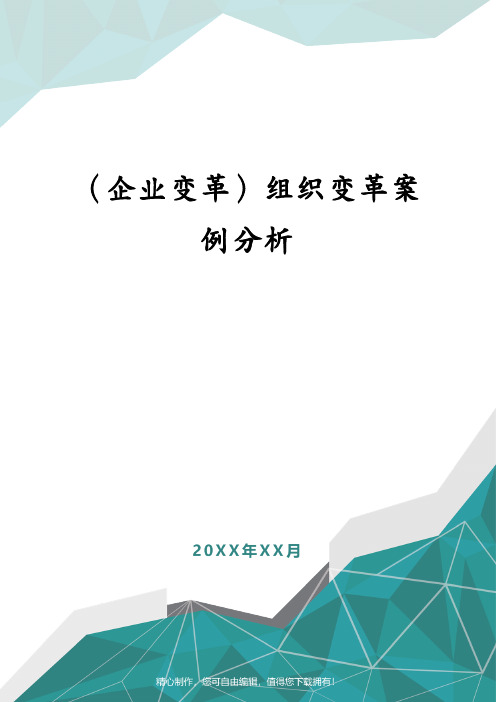 （企业变革）组织变革案例分析