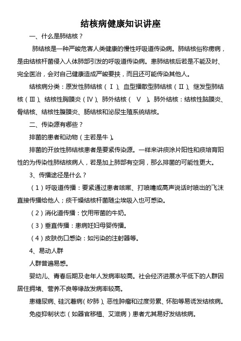 结核病健康知识讲座
