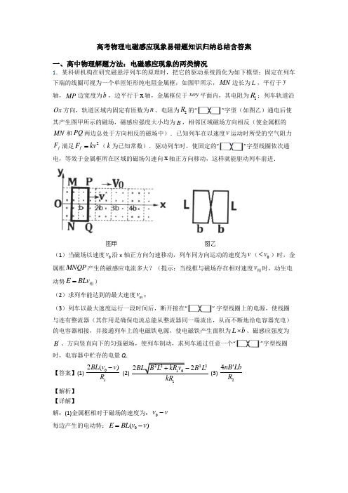 高考物理电磁感应现象易错题知识归纳总结含答案