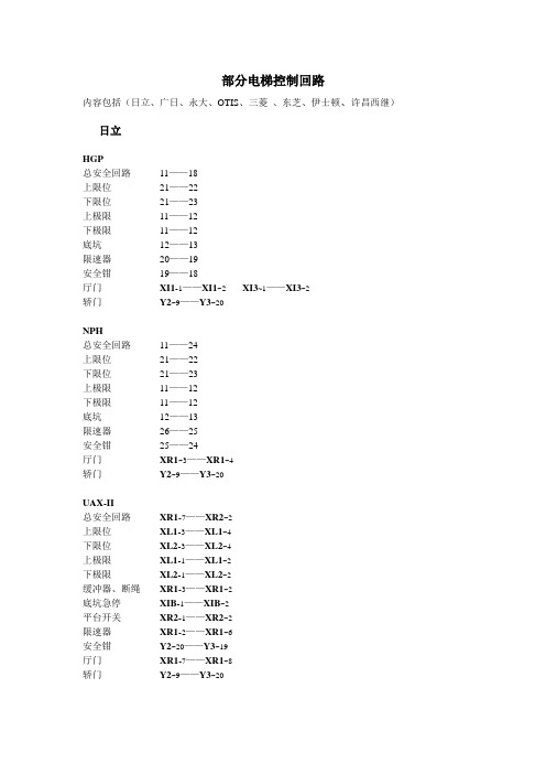 部分电梯控制回路