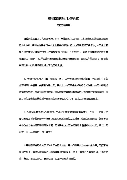 营销策略的几点见解