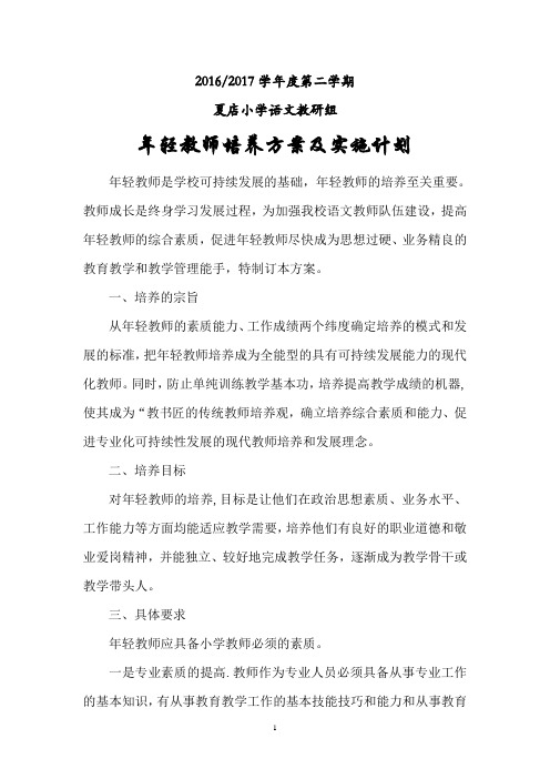 青年教师培养方案及实施计划