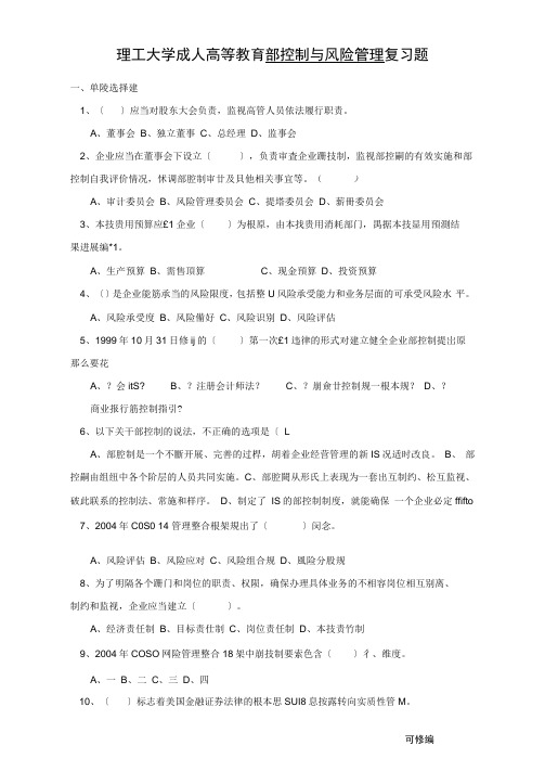 内部控制及风险管理复习试题