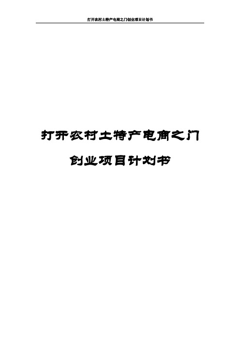 打开农村土特产电商之门创业项目计划书